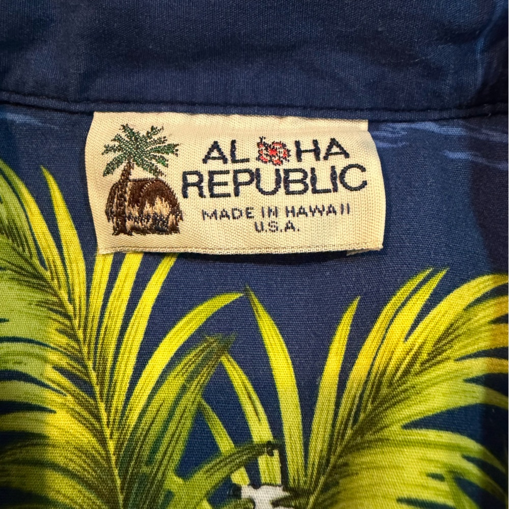 Aloha Republic Hawaii Motorcycle Hula Girl Shirt Men’s Medium Blue Cotton‎ - Picture 3 of 6